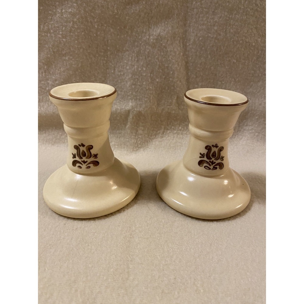 Pfaltzgraff Village Pattern set of Candle Sticks / Candle Holders Vintage